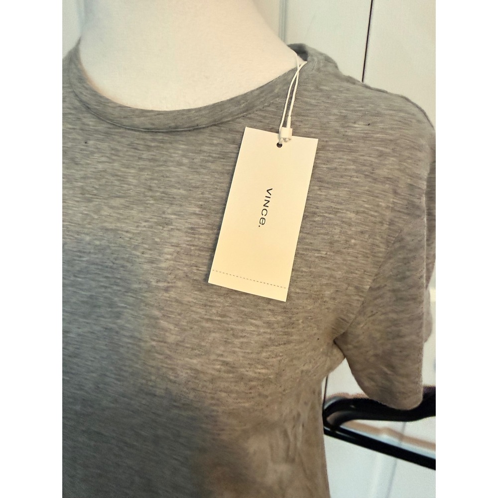 Vince Womens Heather Grey Crew Neck Short Sleeve T-Shirt VX56481547 New XS - Picture 4 of 4